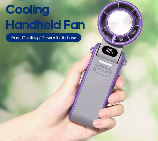 KoelSpullen™ Koelende Handventilator – 100 Standen & Oplaadbaar (3600 mAh)